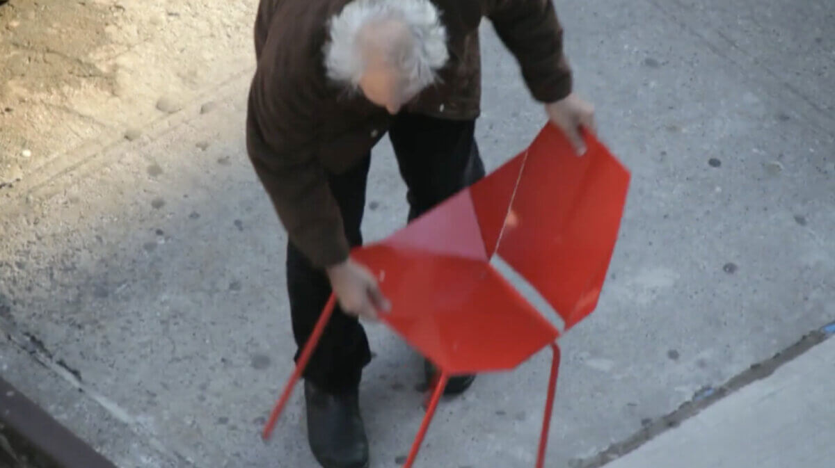 Interactive experience with chairs outdoors for public design exhibition