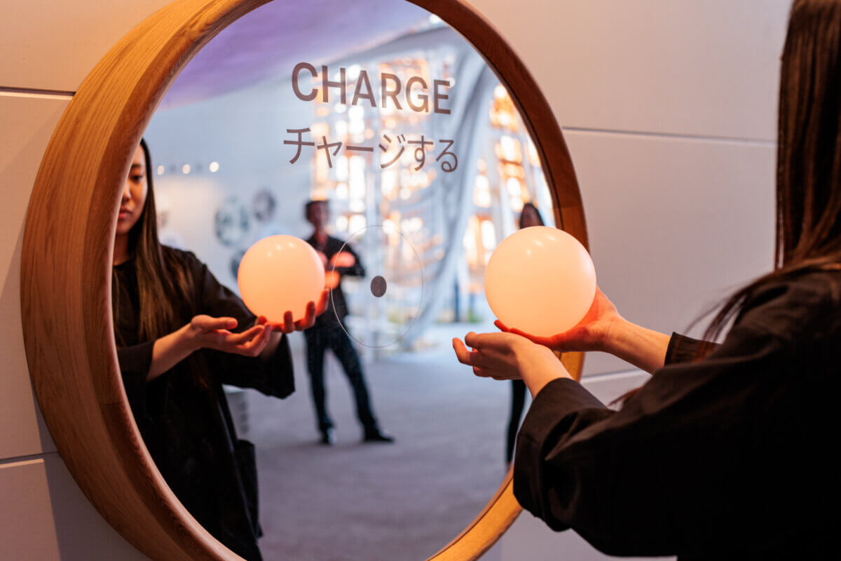 Netherlands Pavilion, Energy Orb, Charge, Check-in, The Orb Wall, Tellart, Storytelling Tool, Interactive installation, Immersive technology